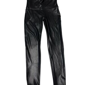 Spanx Black High Waisted Faux Leather Leggings Women's Size XL